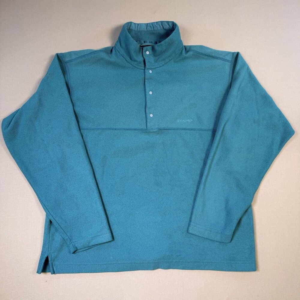 Vintage Patagonia Synchilla Snap-T Medium Fleece Pullover Teal 90s Made In USA